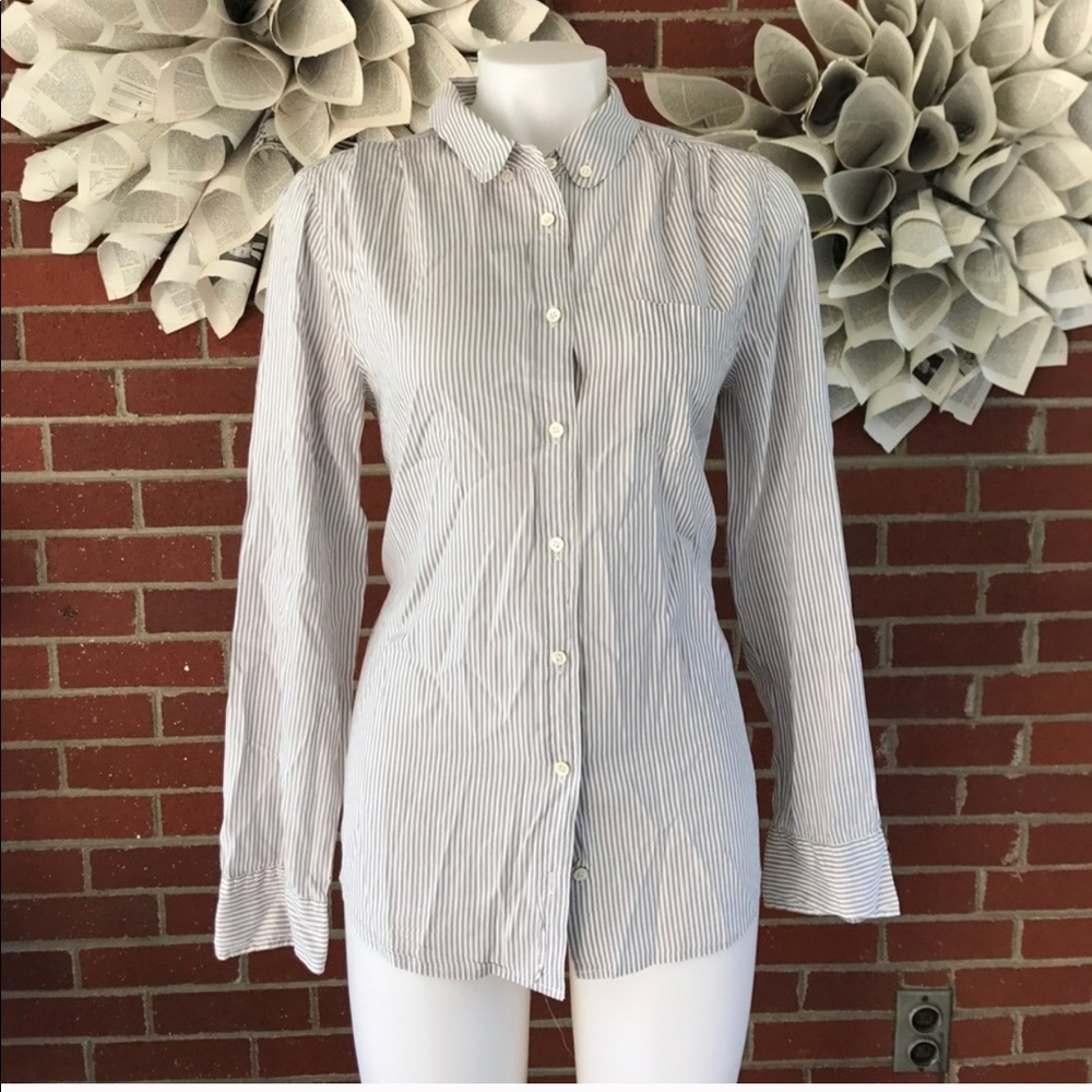 J. Crew 100% Silk Pinstripe Button Down